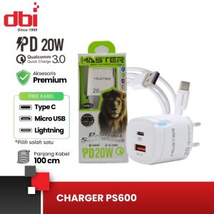 CHARGER 1USB+1PD 20W MASTER LITE PS600