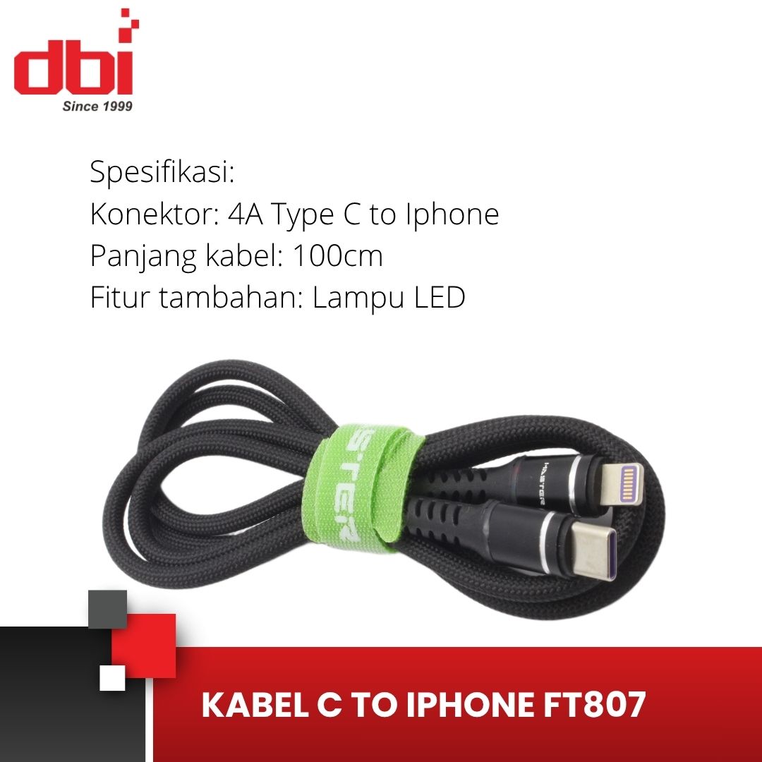 KABEL DATA C - IPHONE LED MASTER FT807 - Gambar 3